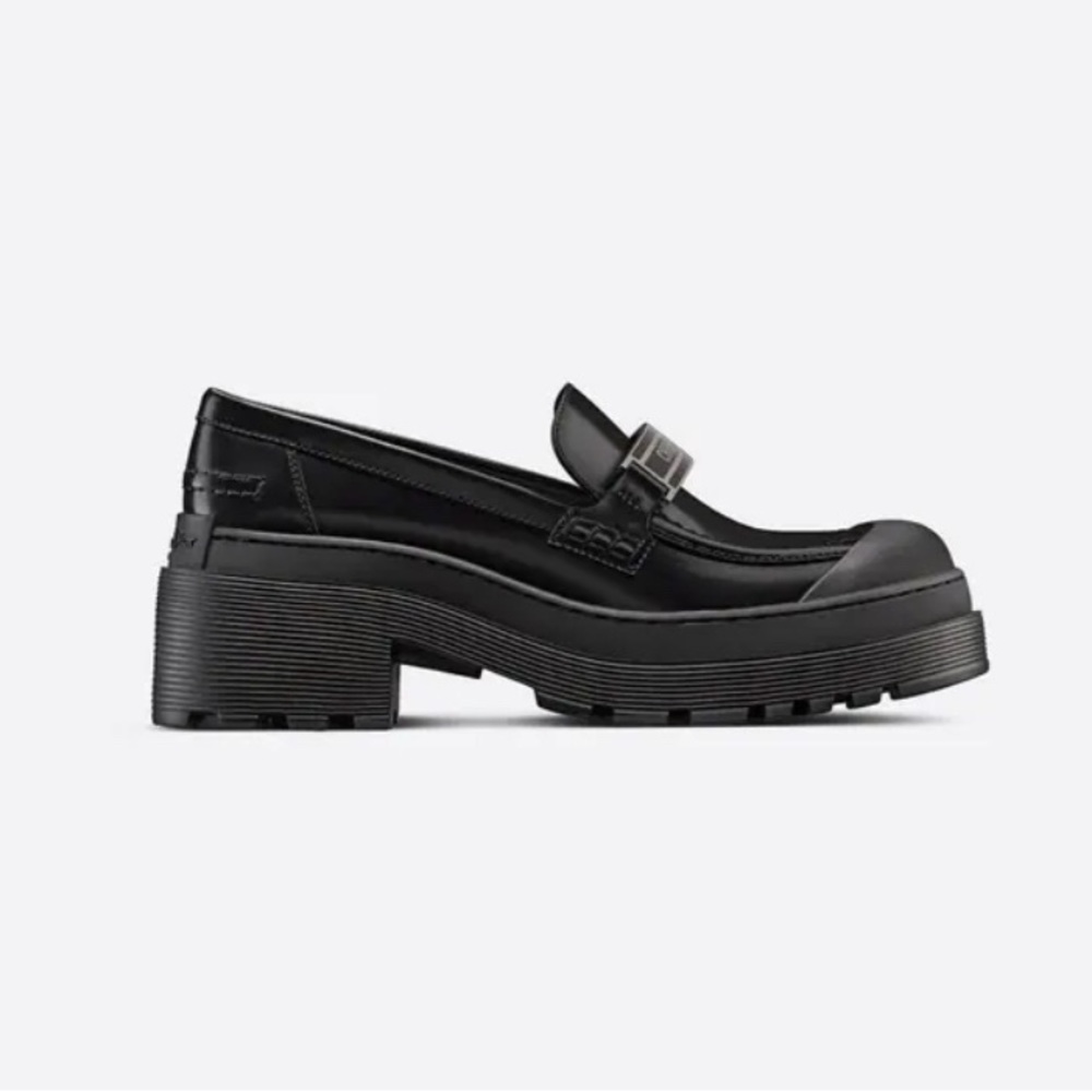 Authentic Christian Dior Code Black Leather Loafer Size 38 - Picture 3 of 14